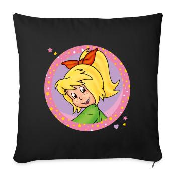 Bibi Blocksberg smiles happily - Sofa pillowcase 17,3'' x 17,3'' (45 x 45 cm) - black - Front