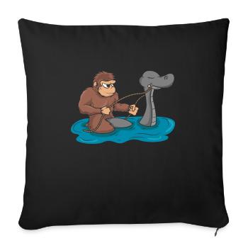 Bigfoot monte le cadeau Nessie Loch Ness Sasquatch - Housse de coussin décorative 45 x 45 cm - noir - Devant