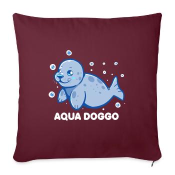 Aqua Doggo - Lustiges Siegel - Sofakissenbezug 45 x 45 cm - Burgunderrot - Vorne