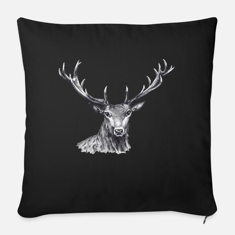 Hirsch - Sofakissenbezug 45 x 45 cm - Schwarz