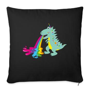 dino, kotzender dinohorn, Dinosaurier, comic - Sofakissenbezug 45 x 45 cm - Schwarz - Vorne