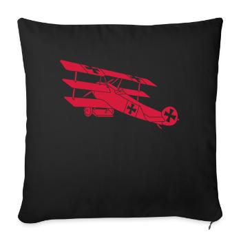 Fokker Airplane Flugzeug Roter Baron Red World War - Sofakissenbezug 45 x 45 cm - Schwarz - Vorne