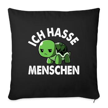 Tortoise - I hate people - Sofa pillowcase 17,3'' x 17,3'' (45 x 45 cm) - black - Front