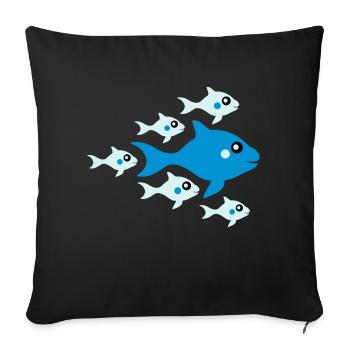 Cute Fish Babys And Mother - Sofa pillowcase 17,3'' x 17,3'' (45 x 45 cm) - black - Front