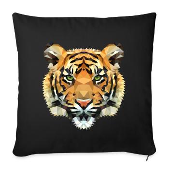 Tiger polygon wild lion gift idea - Sofa pillowcase 17,3'' x 17,3'' (45 x 45 cm) - black - Front