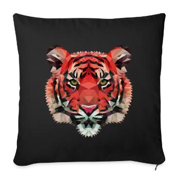 Tiger polygon wild lion red cat of prey gift - Sofa pillowcase 17,3'' x 17,3'' (45 x 45 cm) - black - Front