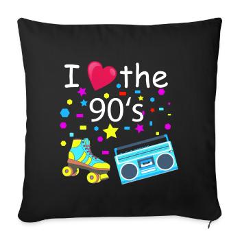 I love the 90s - Nineties Party T-Shirt Retro - Sofa pillowcase 17,3'' x 17,3'' (45 x 45 cm) - black - Front