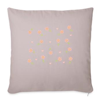 Fleurs roses - Housse de coussin décorative 45 x 45 cm - taupe clair - Devant