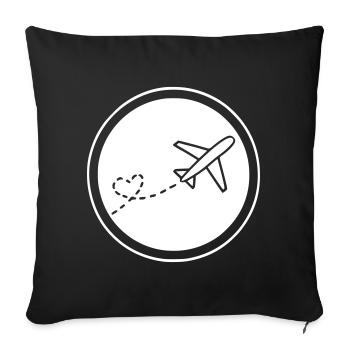 Airplane is flying heart - Sofa pillowcase 17,3'' x 17,3'' (45 x 45 cm) - black - Front