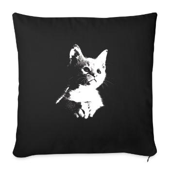 Kitten, cat, meow, meow, silhouette - Sofa pillowcase 17,3'' x 17,3'' (45 x 45 cm) - black - Front
