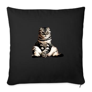 Katzen, sitting cat, Katze - Sofakissenbezug 45 x 45 cm - Schwarz - Vorne