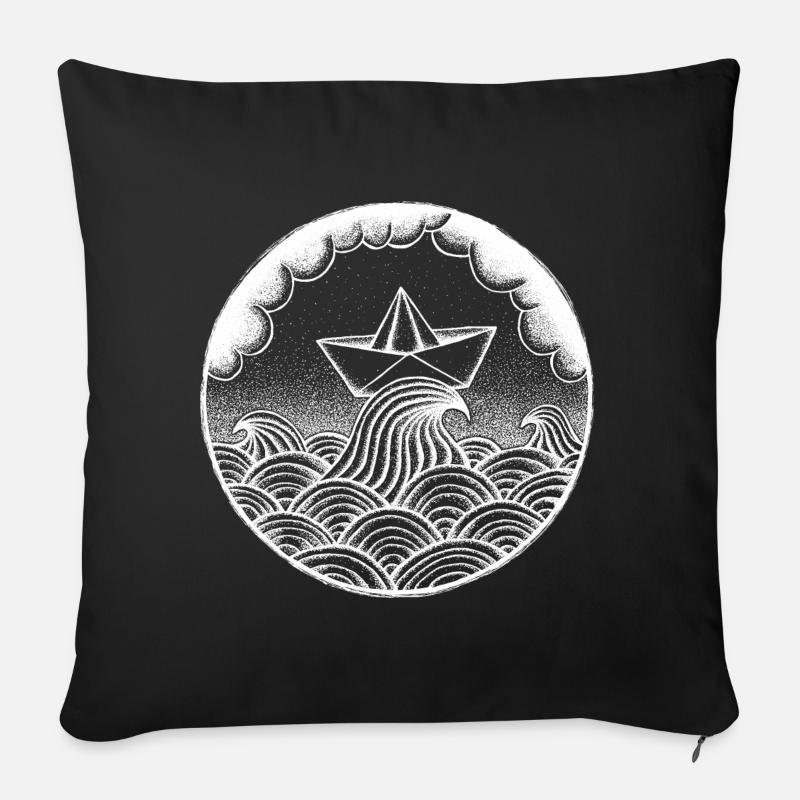Papierschiff - Sofakissenbezug 45 x 45 cm - Schwarz