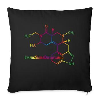 LSD Strukturformel bunter Regenbogen Drogen Rausch - Sofakissenbezug 45 x 45 cm - Schwarz - Vorne