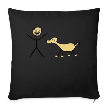 Ich und Hund - Sofakissenbezug 45 x 45 cm - Schwarz - Vorne