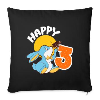 3 year old birthday boy girl one rabbit 3. - Sofa pillowcase 17,3'' x 17,3'' (45 x 45 cm) - black - Front