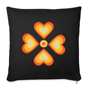 des années 70 motif de fleur - Housse de coussin décorative 45 x 45 cm - noir - Devant