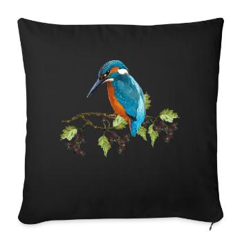 Oiseau Kingfisher - Housse de coussin décorative 45 x 45 cm - noir - Devant