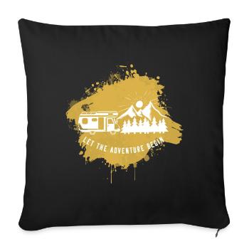 Camper Camping Campen Gold - Sofakissenbezug 45 x 45 cm - Schwarz - Vorne