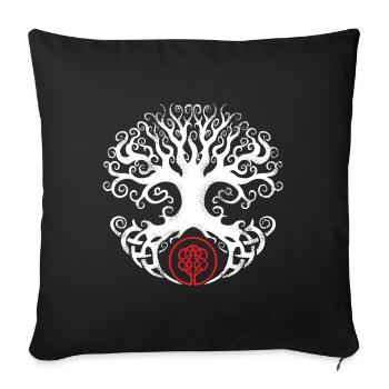 Wikinger Yggdrasil - Weltenbaum - Lebensbaum - Sofakissenbezug 45 x 45 cm - Schwarz - Vorne