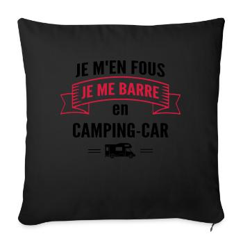 je m'en fous je me barre en camping car- humour - Housse de coussin décorative 45 x 45 cm - noir - Devant