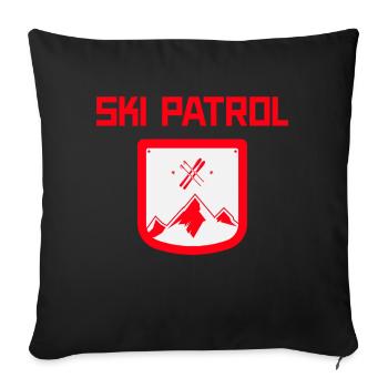 Vacances de ski, saison de ski, chalet fille, slalom - Housse de coussin décorative 45 x 45 cm - noir - Devant