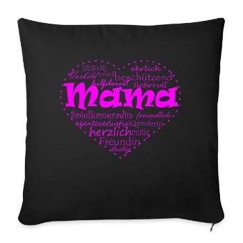 Mom heart pink - Sofa pillowcase 17,3'' x 17,3'' (45 x 45 cm) - black - Front