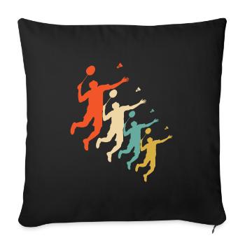 badmintion retro design - Sofakissenbezug 45 x 45 cm - Schwarz - Vorne