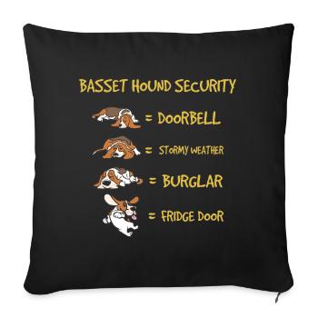Basset Hound Safety Funny Dog Pet Owner - Sofa pillowcase 17,3'' x 17,3'' (45 x 45 cm) - black - Front