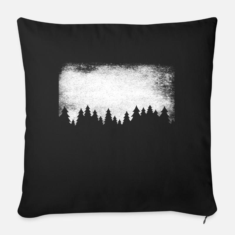 wald | wälder | Tannen | Holzfäller - Sofakissenbezug 45 x 45 cm - Schwarz