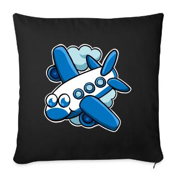 airplane - Sofa pillowcase 17,3'' x 17,3'' (45 x 45 cm) - black - Front