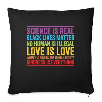 Science is Real Black Lives Matter - Sofa pillowcase 17,3'' x 17,3'' (45 x 45 cm) - black - Front