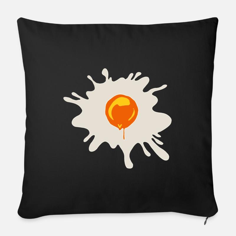 Orangener Farbklecks Tropfen Ei - Sofakissenbezug 45 x 45 cm - Schwarz