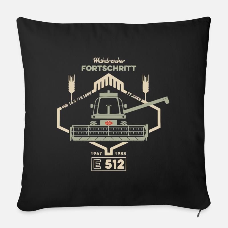 FORTSCHRITT E 512 DDR Mähdrescher - Sofakissenbezug 45 x 45 cm - Schwarz