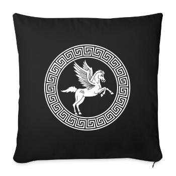 Symbol of the white Pegasus horse - Sofa pillowcase 17,3'' x 17,3'' (45 x 45 cm) - black - Front