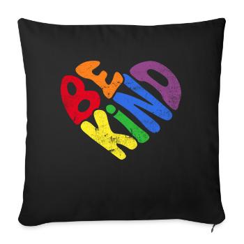 Be Enfant Arc-en-ciel LGBT Coeur Amour - Housse de coussin décorative 45 x 45 cm - noir - Devant