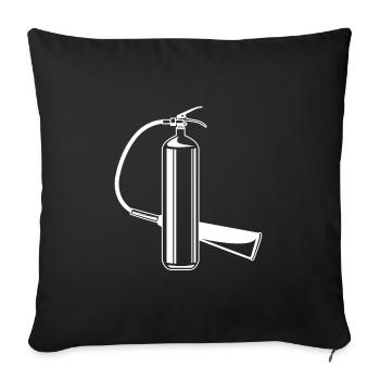 Symbole extincteur symbole pompiers - Housse de coussin décorative 45 x 45 cm - noir - Devant