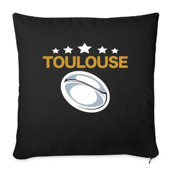 Rugby Toulouse 5 étoiles Stade Supporter Rugbymen - Housse de coussin décorative 45 x 45 cm - noir - Devant