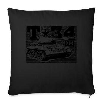 Char T-34 85 Silhouette Russe soviétique - Housse de coussin décorative 45 x 45 cm - noir - Devant