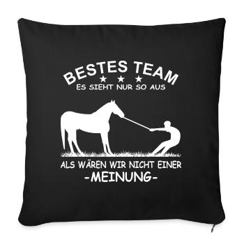 Bestes Team Führungskraft Pferd Reiterin - Sofakissenbezug 45 x 45 cm - Schwarz - Vorne