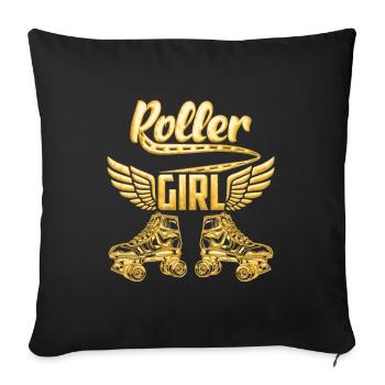 Roller Girl Gold | Patins à roulettes Patin à roulettes - Housse de coussin décorative 45 x 45 cm - noir - Devant