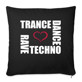 techno dance trance rave - Housse de coussin décorative 45 x 45 cm - noir - Devant