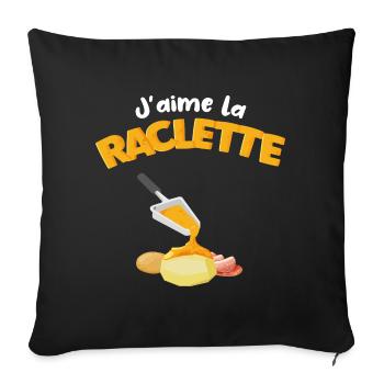 J'aime la raclette Citation drôle Cadeau raclette - Housse de coussin décorative 45 x 45 cm - noir - Devant