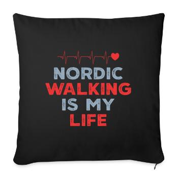 Marche Nordique Vie Cœur Amour - Housse de coussin décorative 45 x 45 cm - noir - Devant