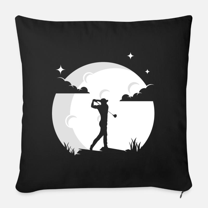 Golf Mond Golfer Golfer Golf - Sofakissenbezug 45 x 45 cm - Schwarz