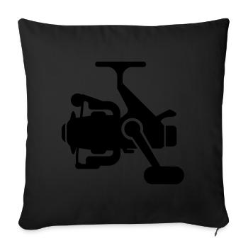 Icône du symbole du moulinet de pêche - Housse de coussin décorative 45 x 45 cm - noir - Devant