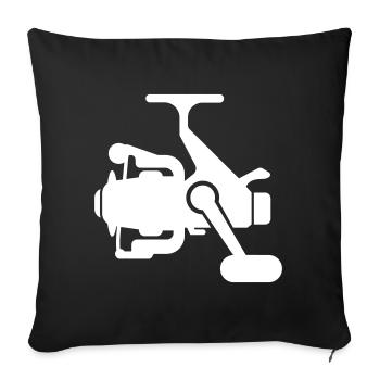 Icône du symbole du moulinet de pêche - Housse de coussin décorative 45 x 45 cm - noir - Devant
