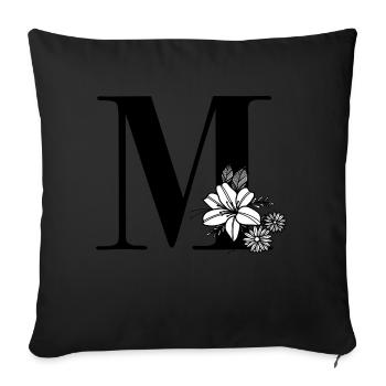 Letter M - Sofa pillowcase 17,3'' x 17,3'' (45 x 45 cm) - black - Front