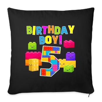 Geburtstagsjunge 5 Ziegelsteine 5. Geburtstag - Sofakissenbezug 45 x 45 cm - Schwarz - Vorne