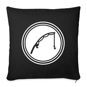 Icône de pêche à la canne à pêche - Housse de coussin décorative 45 x 45 cm - noir - Devant