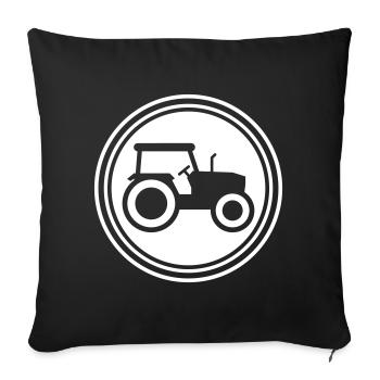 Silhouette de l’icône du tracteur - Housse de coussin décorative 45 x 45 cm - noir - Devant